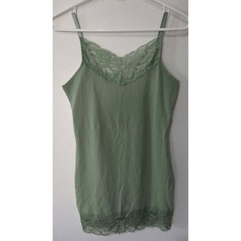 Romy Womens‎ Camisole Medium Green Lace Trim Tank Y2k Coquette Fairy